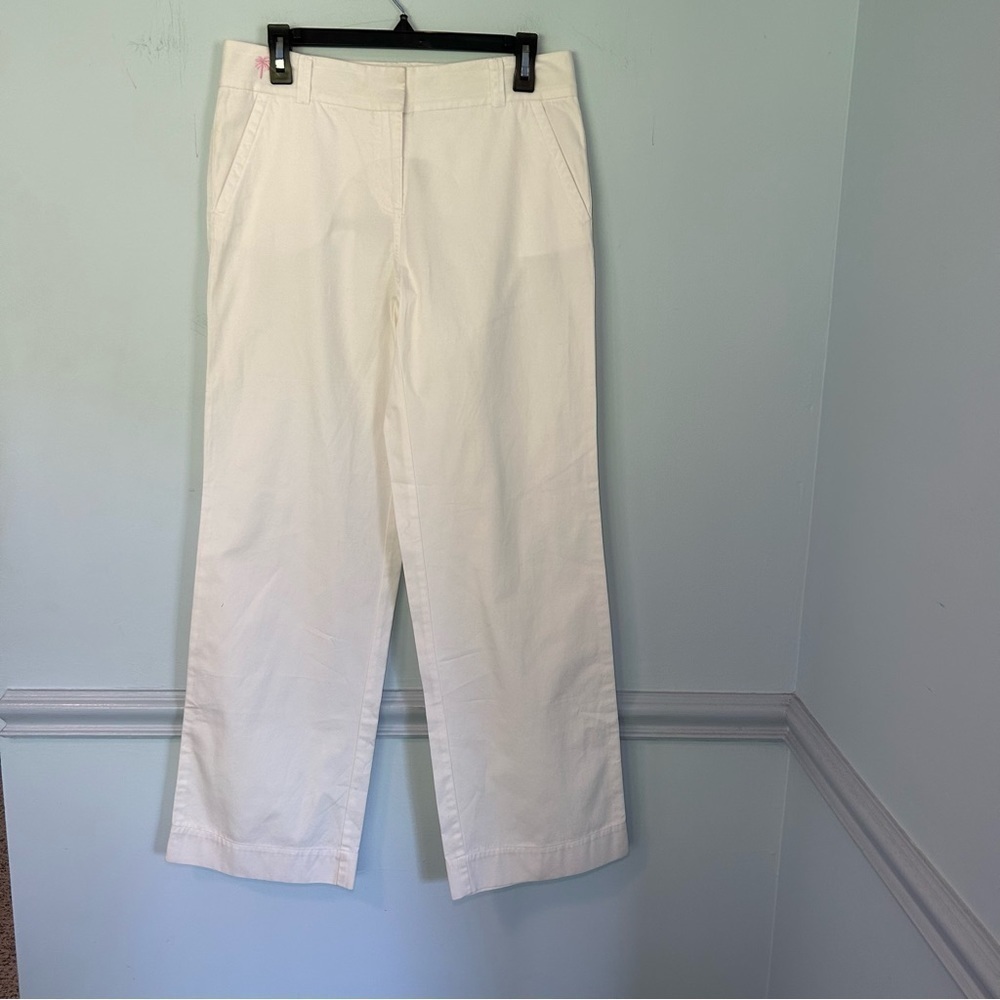 Lilly Pulitzer White Wide Leg 100% Cotton Dress Pants Size 6